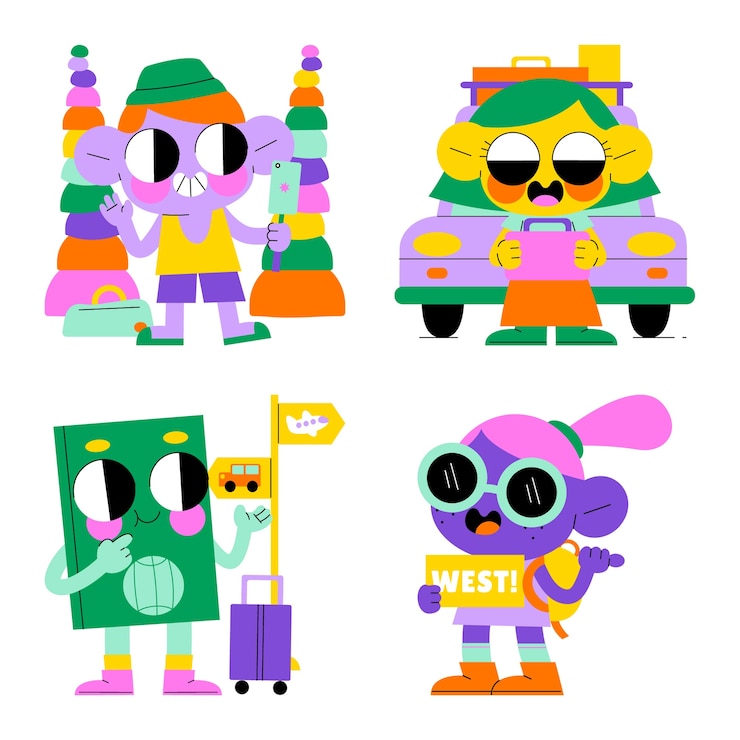 免費 Vector 玻璃旅行貼紙收藏