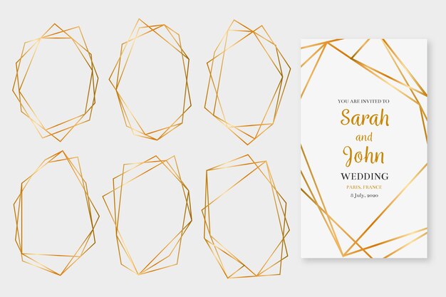 Gleaming golden polygonal frame collection