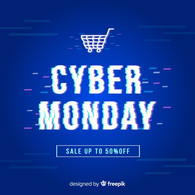 Glitch blue cyber monday