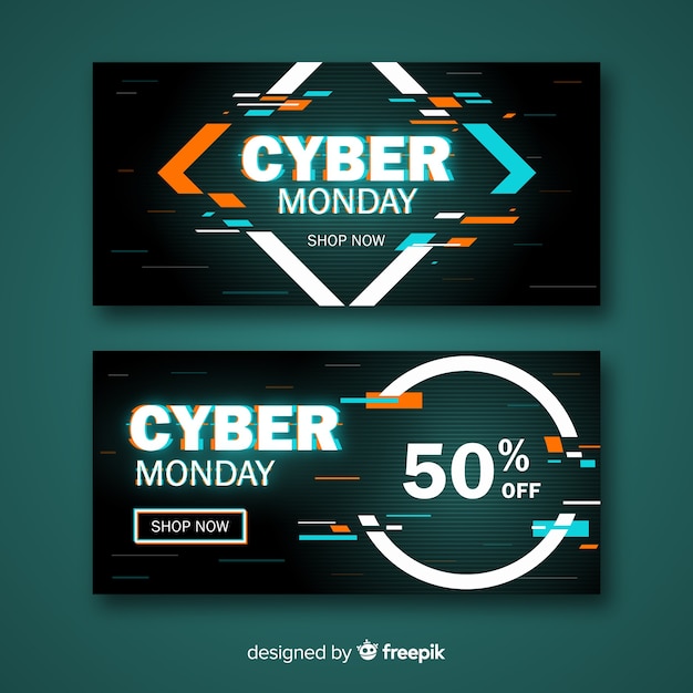 Glitch cyber monday banners