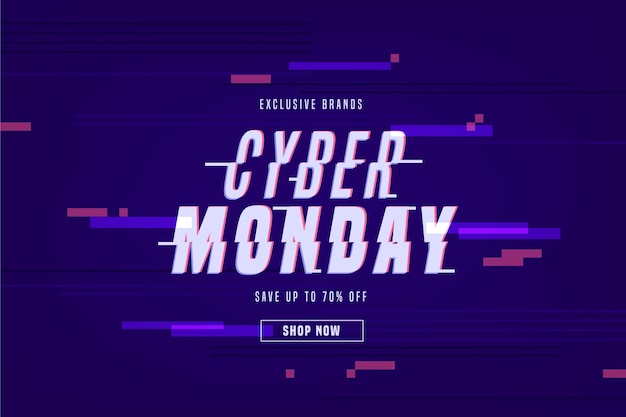 Free vector glitch cyber monday concept