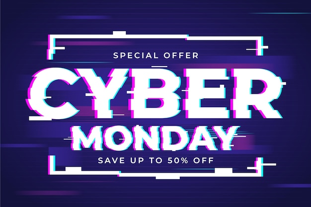 Free vector glitch cyber monday concept