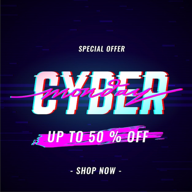 Free vector glitch cyber monday concept