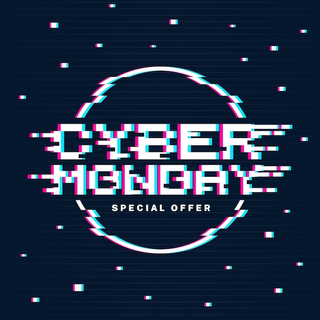 Free vector glitch cyber monday concept