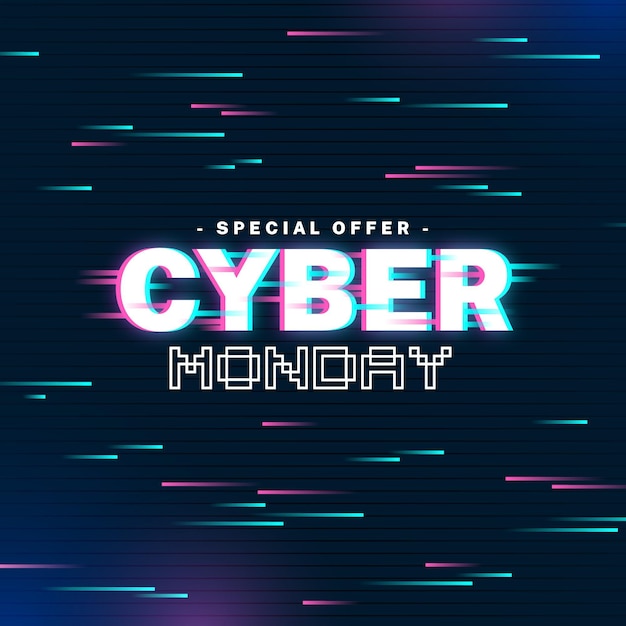 Free vector glitch cyber monday concept