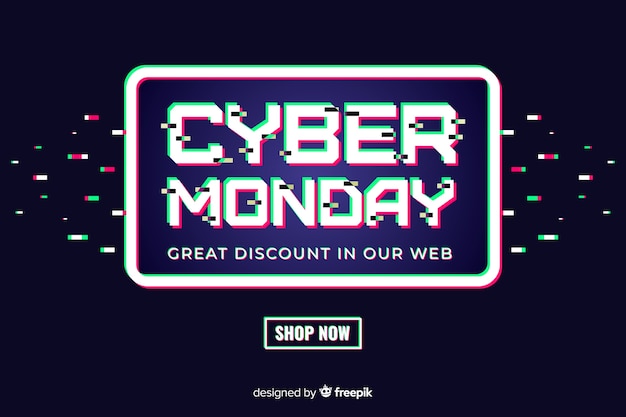 Free vector glitch cyber monday discount banner