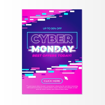 Modello flyer glitch cyber lunedì