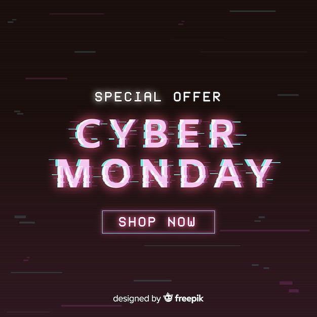 Free vector glitch cyber monday offer