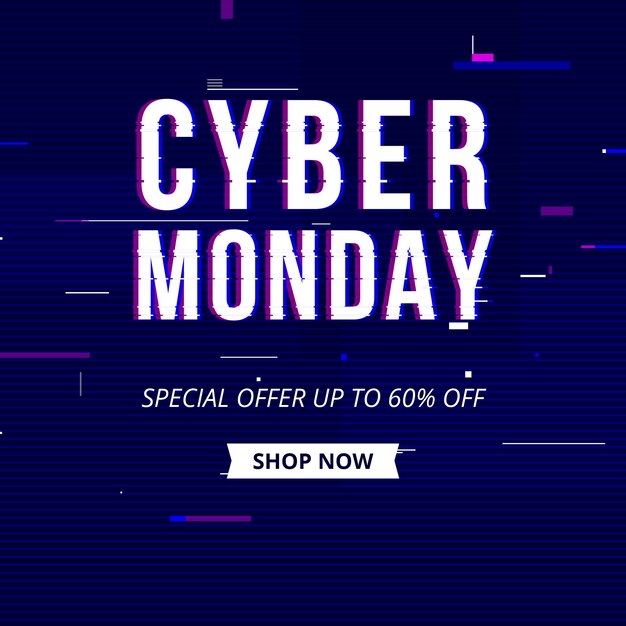 Free Vector | Glitch effect cyber monday banners