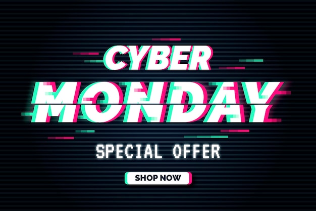 Free vector glitch cyber monday special offer