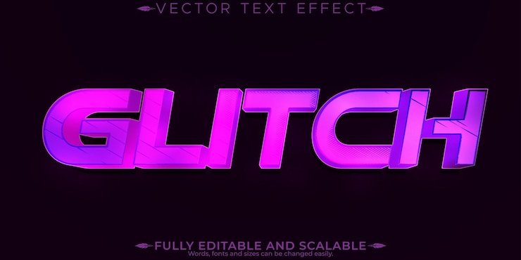 Free Vector glitch editable text effect editable pink and error text style