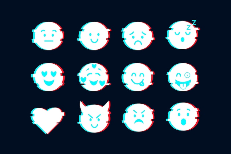 Free Vector glitch emojis collections