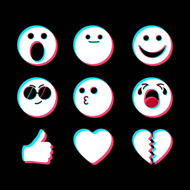 Free vector glitch emojis collections