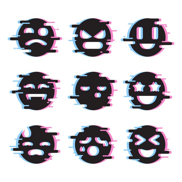 Glitch emojis pack