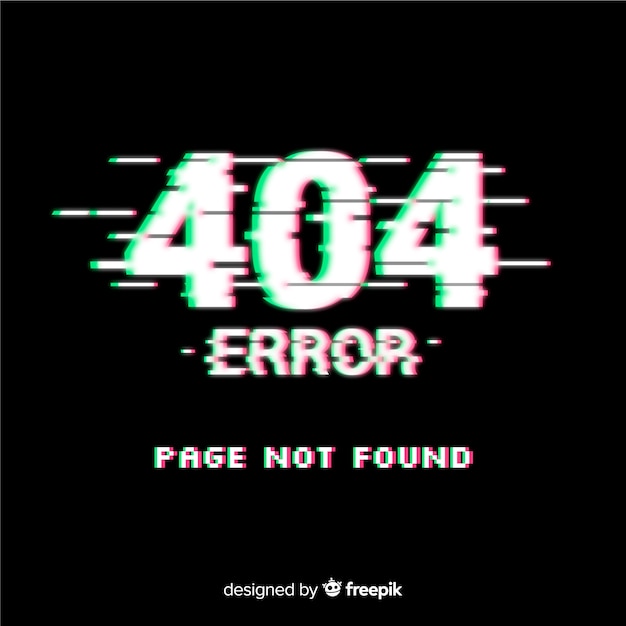 무료 벡터 글리치 오류 404 페이지 배경