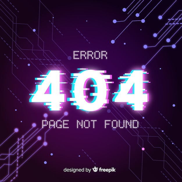 Errore di glitch 404 sfondo della pagina