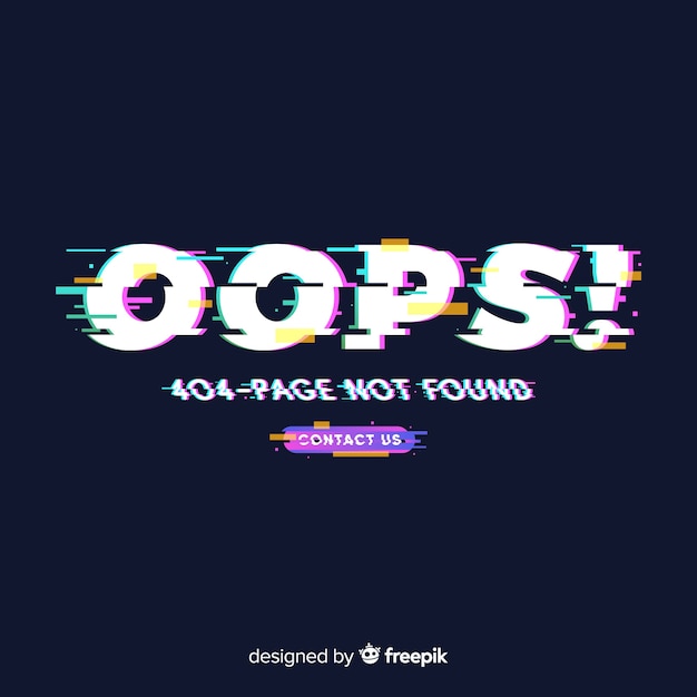 Free vector glitch error 404 page