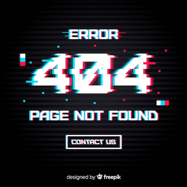 글리치 오류 404 페이지 무료 벡터