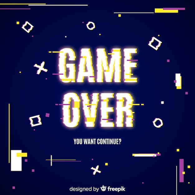 Free vector glitch game over background