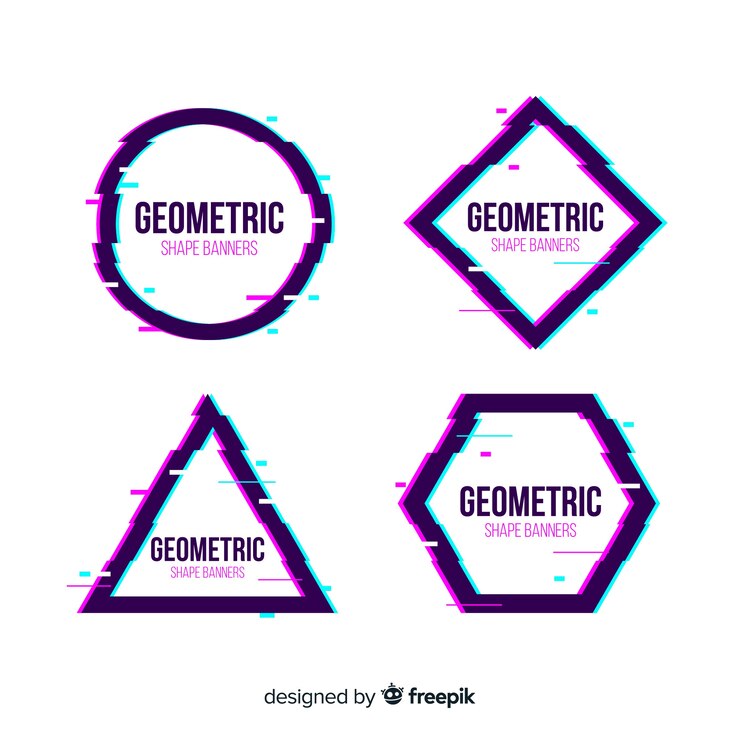 मुफ़्त वेक्टर glitch geometric shape banners