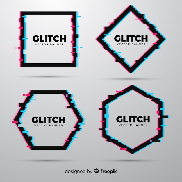 Free vector glitch geometric shape banners