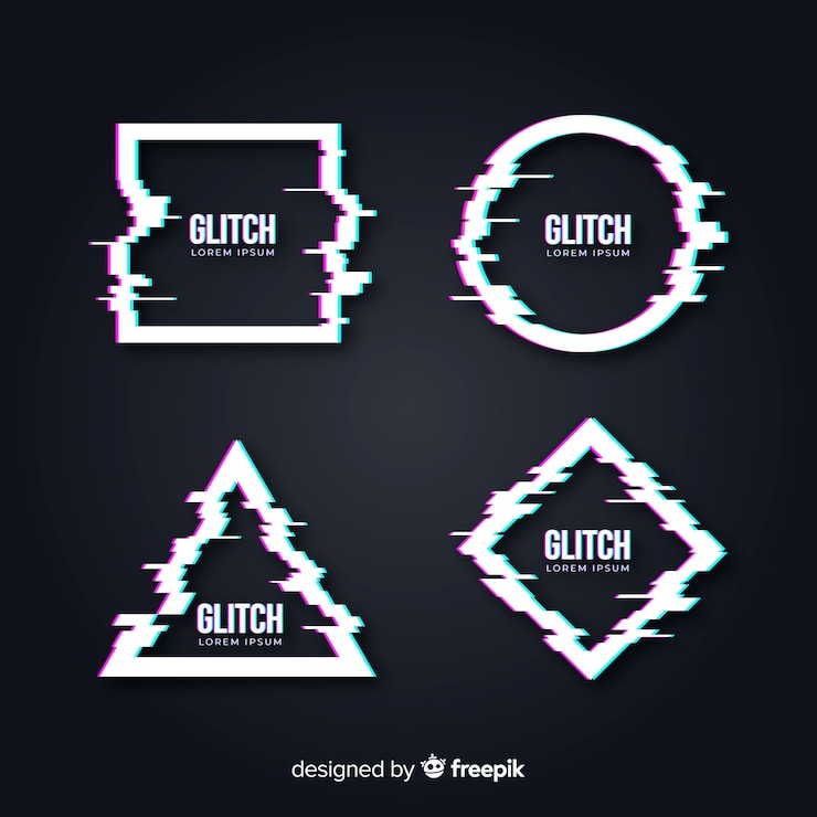 Free Vector glitch geometric shape banners
