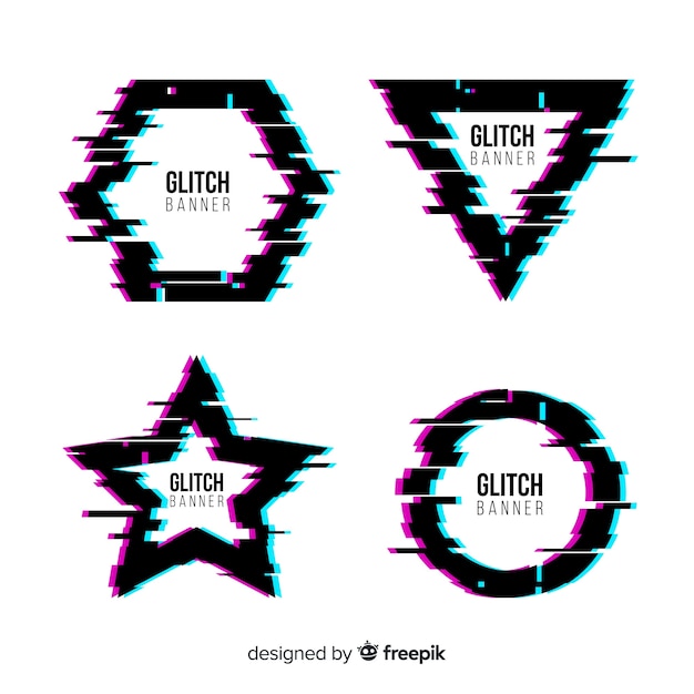 Free vector glitch geometric shape banners