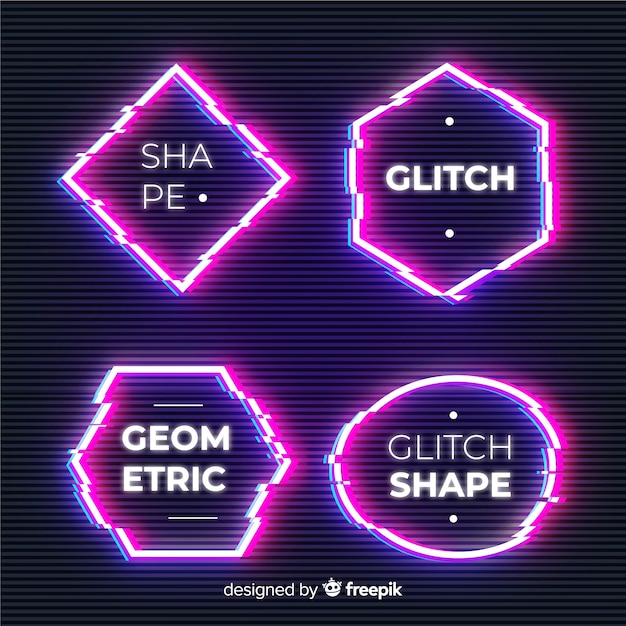 Free vector glitch geometric shape banners