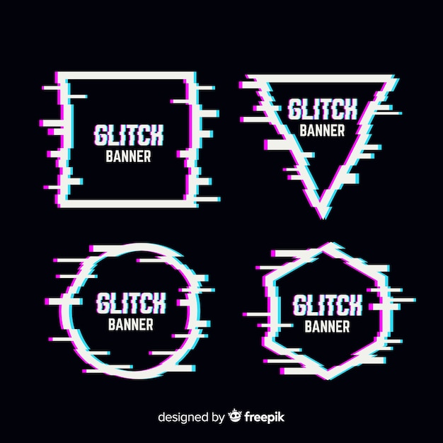 Free vector glitch geometric shape banners