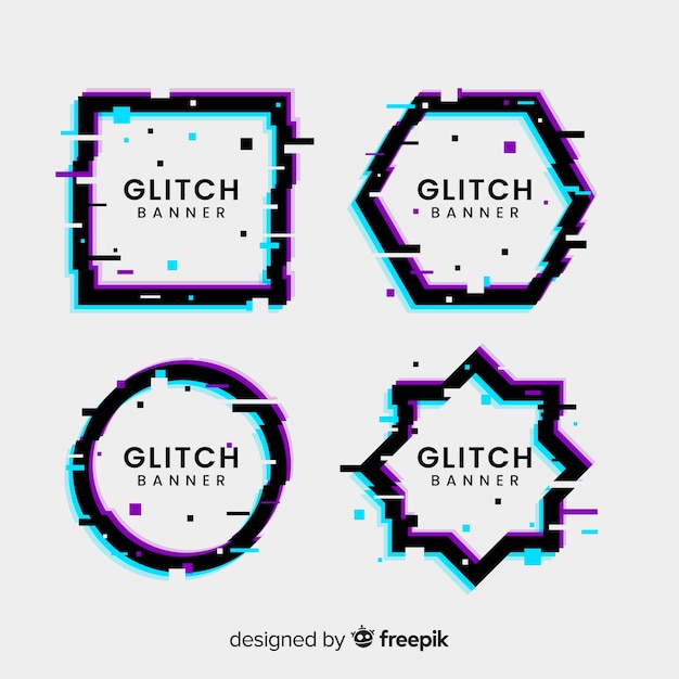 Glitch geometric shape banners