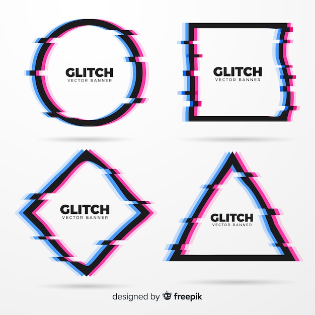 Vettore gratuito bandiere di forma geometrica glitch