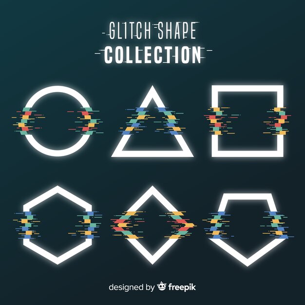 Free vector glitch geometric shape collection