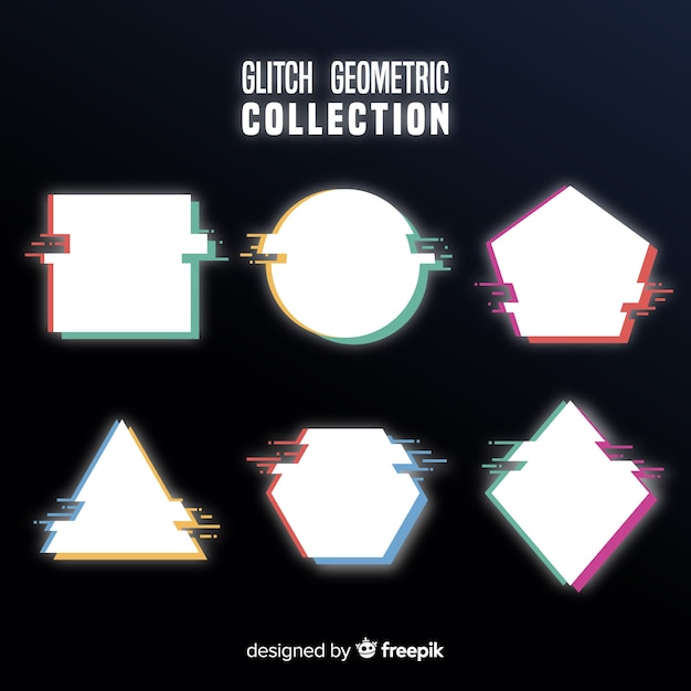 Free vector glitch geometric shape collection