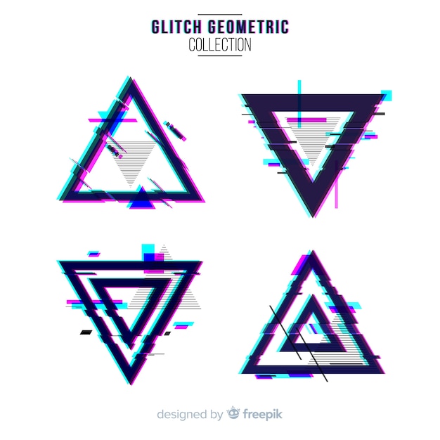 Free vector glitch geometric shape collection