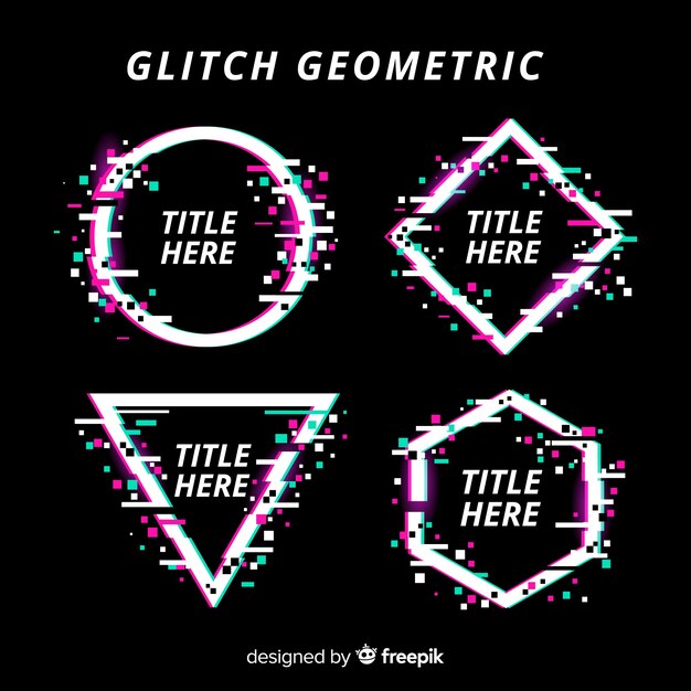 Glitch geometric shape collection
