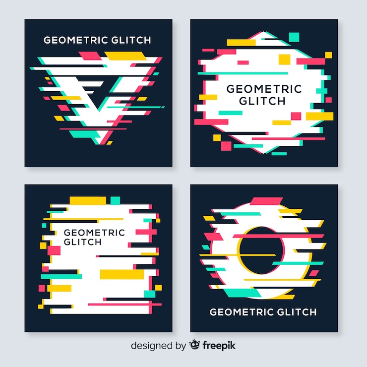 Free Vector glitch geometric shape collection
