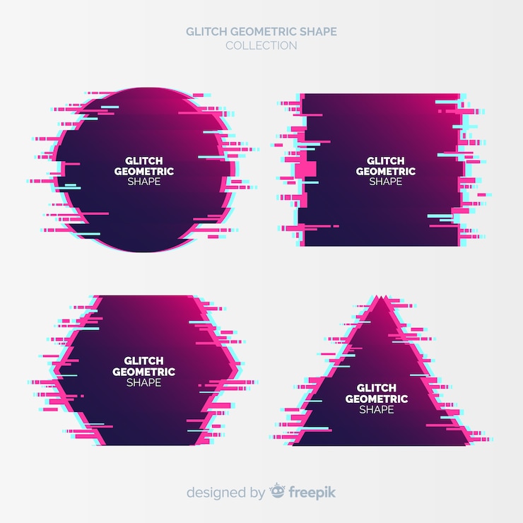 Free Vector glitch geometric shape collection