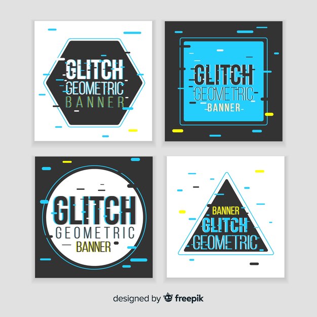 Glitch geometric shape collection