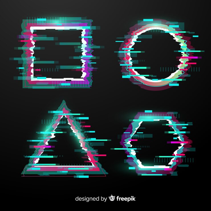 Free Vector glitch geometric shape collection
