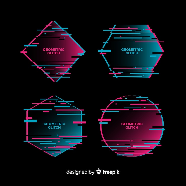 Free Vector glitch geometric shape collection