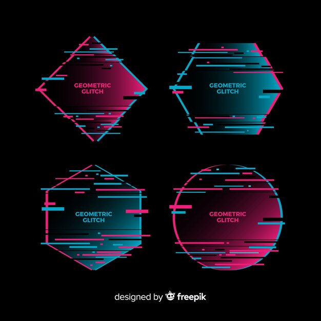 Glitch geometric shape collection