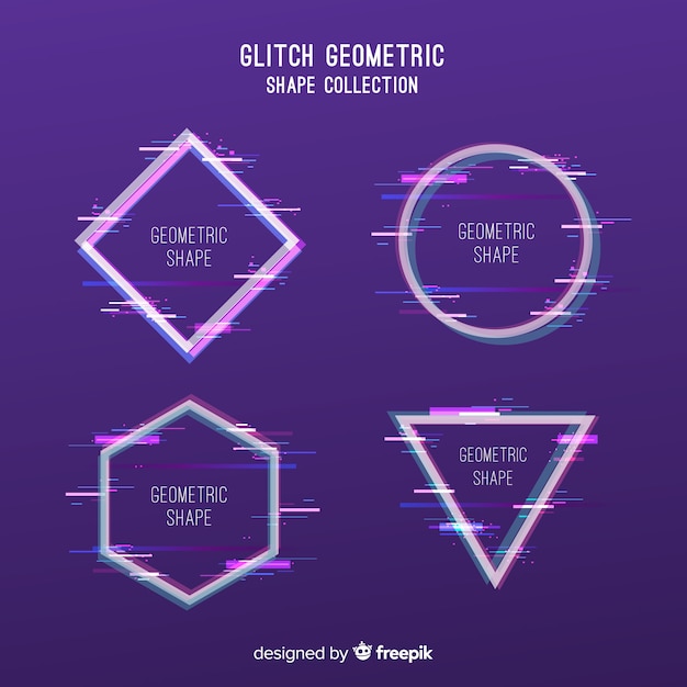 Glitch geometric shape collection