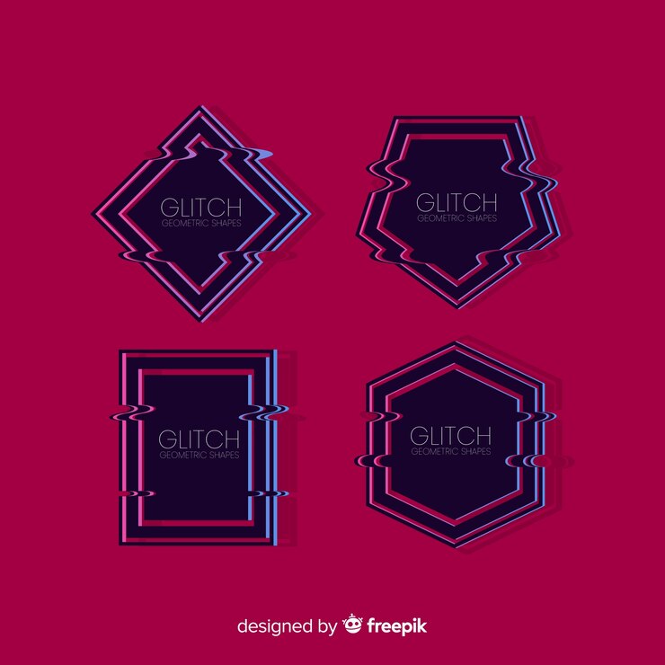 Free Vector glitch geometric shape collection