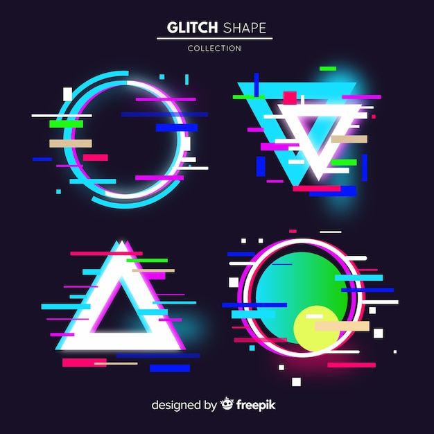 Free vector glitch geometric shape collection