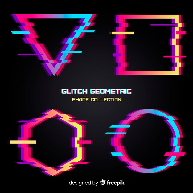 Glitch geometric shape collection