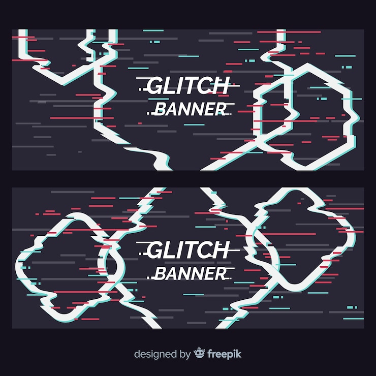 Free Vector glitch geometric shapes banner