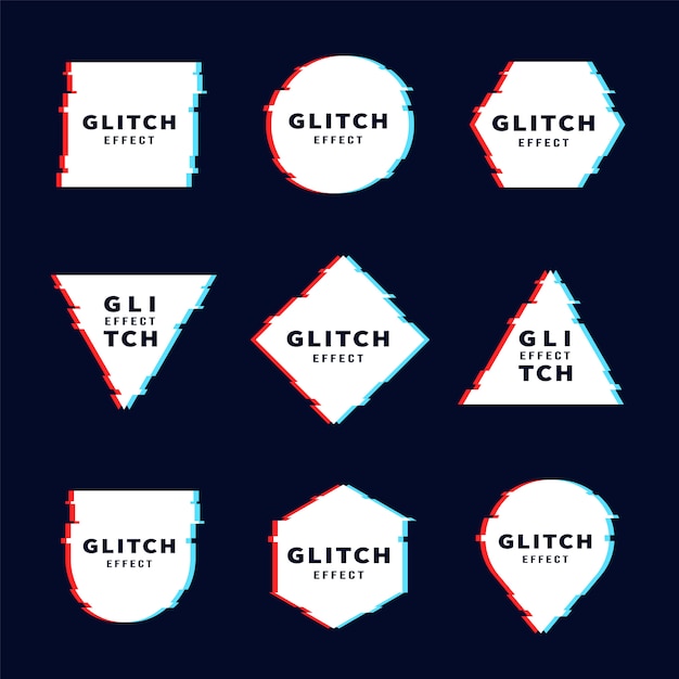 Free vector glitch geometric shapes set