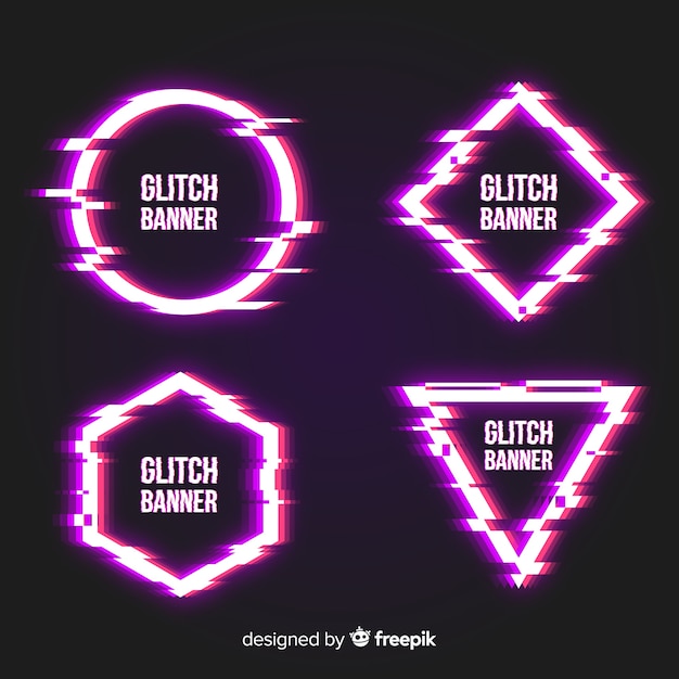 Glitch geometric shapes set