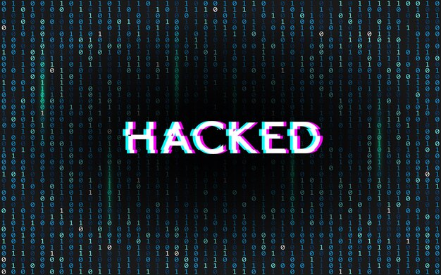 Premium Vector Glitch Hacked On Matrix Background Binary Code With Stereo Effect Text Digital Data Error Hacker Attack Template Technology Backdrop With Distortions Illustration