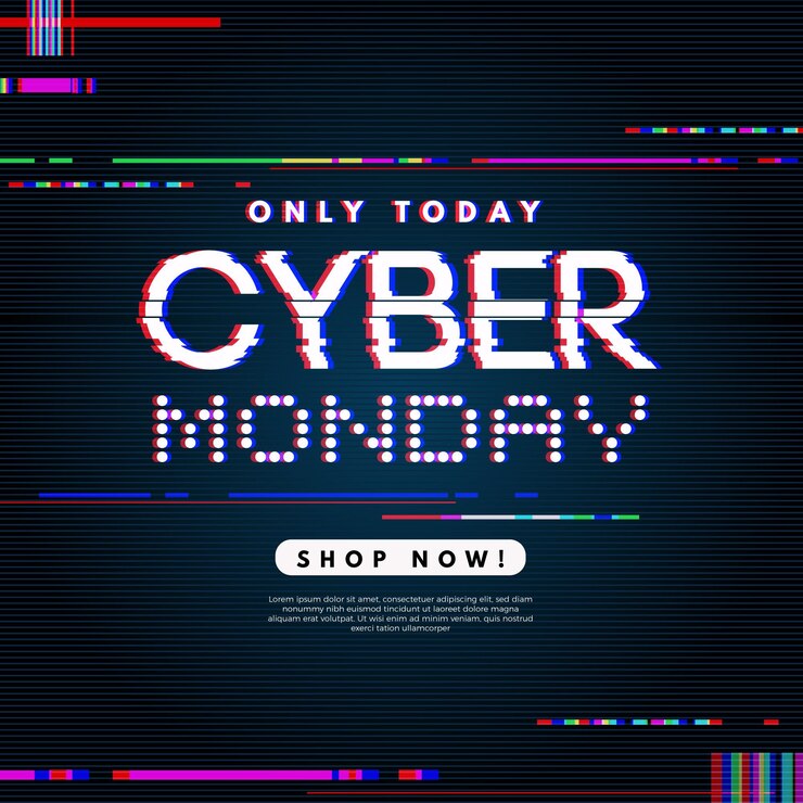 Free Vector glitch offer banner cyber monday
